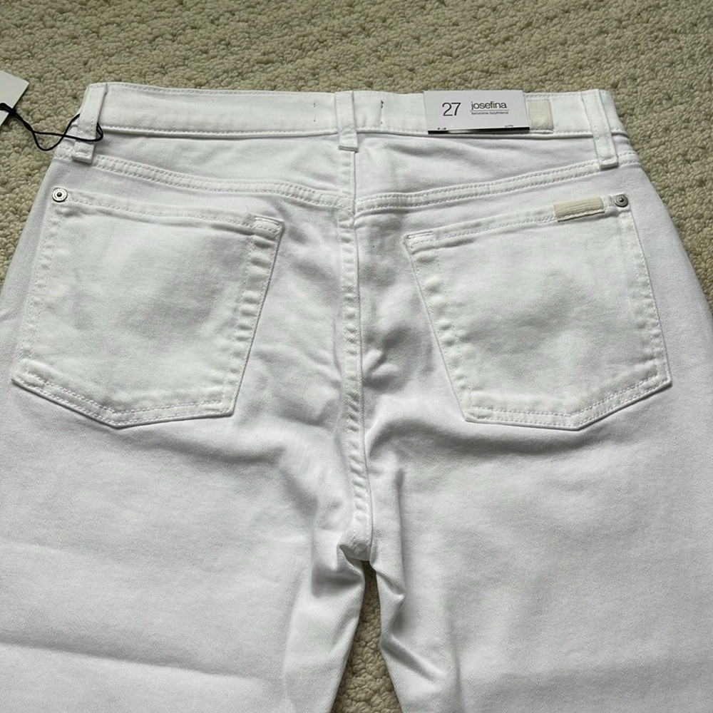 SOLD7 For All Mankind NWT Josefina Feminine Boyfriend Jeans in White Size 27 NEW - Picture 6 of 16